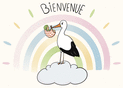 Cigogne accueillante pour c&eacute;l&eacute;brer une naissance